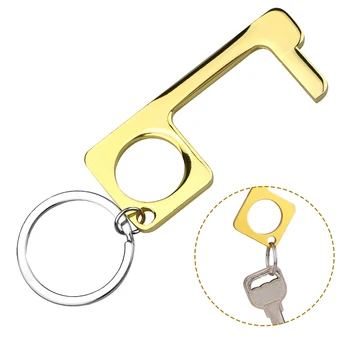

No-Touch Door Opener Antimicrobial EDC Safe Key Zinc Alloy Keychain Elevator Tool Key Unbuckle Door Handle Hook