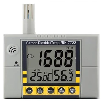 

AZ7722 CO2 Gas Detector With Temperature And Humidity Test With Alarm Output Driver Built-In Relay Control Ventilation .
