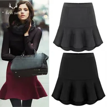 Женская модная плиссированная трикотажная Мини-юбка с драпировкой для женщин, зимняя элегантная однотонная короткая юбка, юбки с высокой талией для женщин