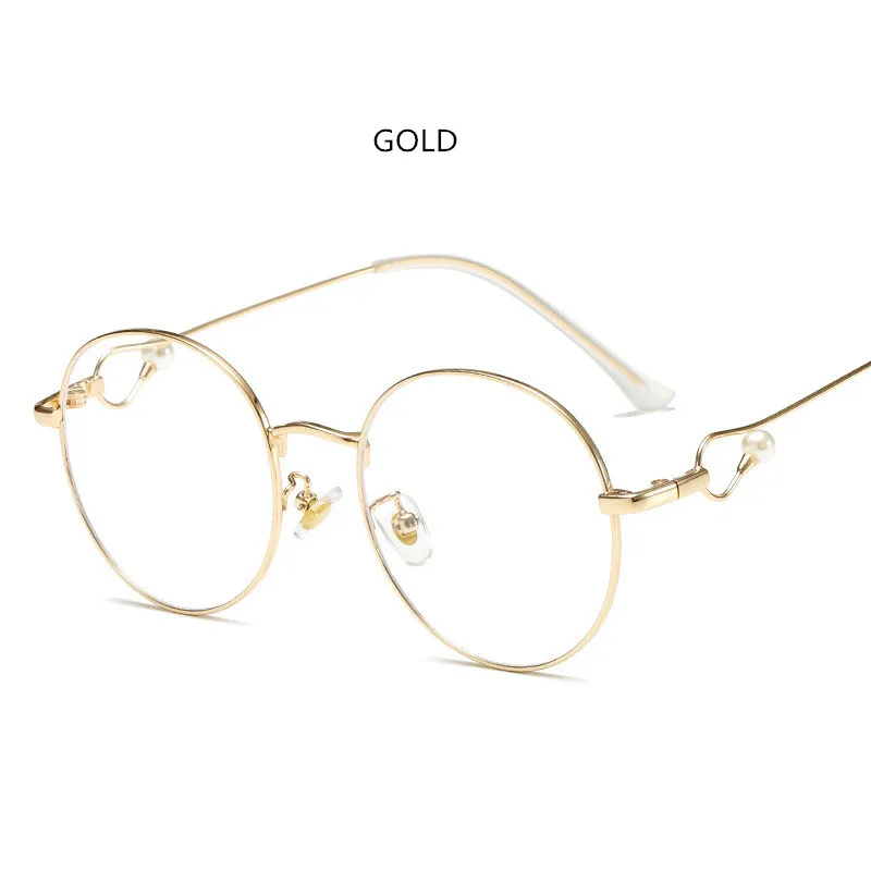 Изящный стиль анти-очки антиблик Простые Стеклянные очки модная жемчужина для женщин рамка стекло es простое стекло прозрачные линзы - Цвет оправы: gold