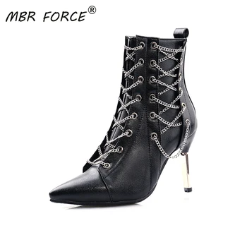 

MBR FORCE Fashion Women Sexy ankle Boots autumn and winter ladies boots female shoes high heels zipper booties large size 34-43