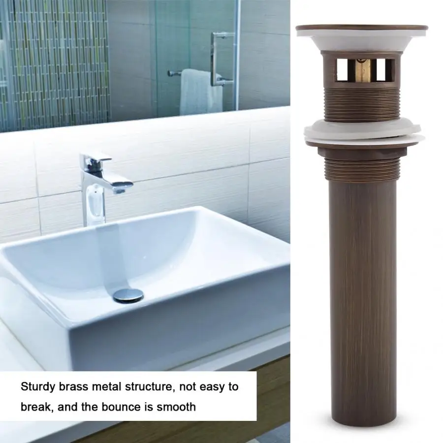 Sink Strainer G1-1/4" Brass Bathroom Basin Sink Up Drain Assembly with Overflow Bathroom Shower Accessories