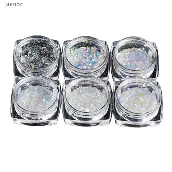 

6 Pcs/set Epoxy Filler Nail Dressing Powder Bright Color Brocade Gold Foil Plating Glitter DIY Nails Beauty Sequins