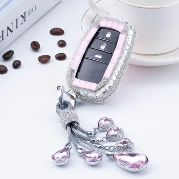 

Diamond Crystal Car Key Cover Case Holder For Toyota Chr Land Cruiser 200 Avensis Auris Corolla Smart Keychain Shell Accessories