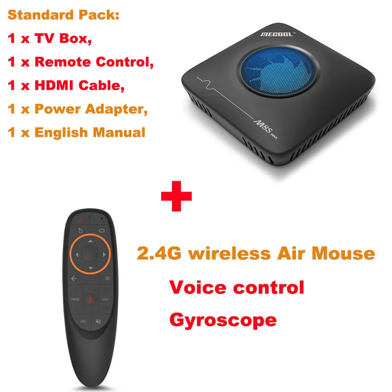 Оригинальная ТВ-приставка MECOOL M8S Max Android 7,1 Amlogic S912 3 Гб ram 32 Гб rom 2,4G+ 5,8G WiFi BT4.0 100 Мбит/с 4K VP9 H.265 медиаплеер - Цвет: Add Air Mouse