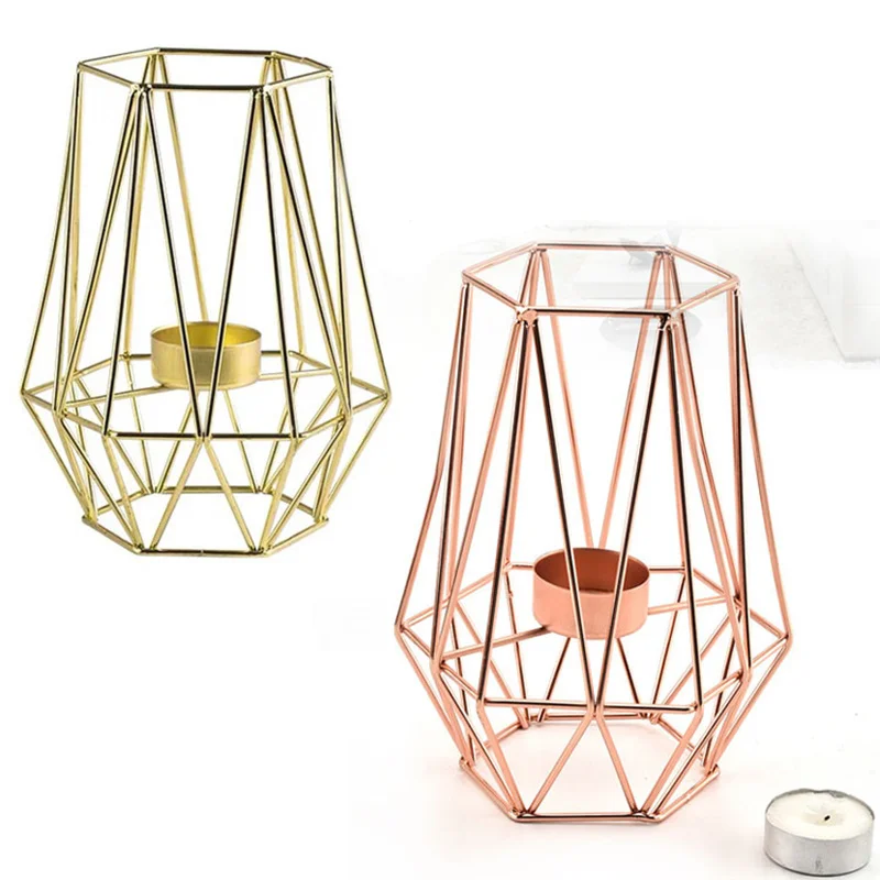 

Modern Style Wrought Iron Geometric Candle Holders Home Decorate Metal Crafts Candlestick Christmas Decorations for Home