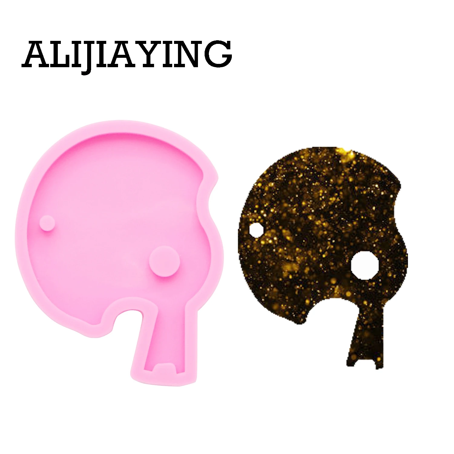 Pink 1pc DY0091 DIY шапочка с блестками форма футбольного шлема Брелок Силиконовые эпоксидные смолы формы не липкие - Цвет: Pink 1pc