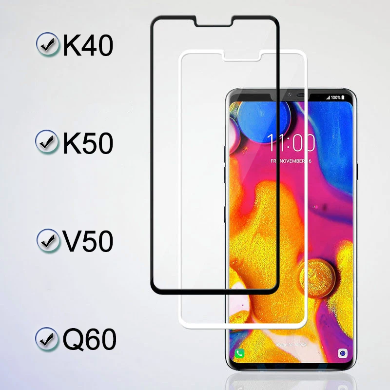 K40 Защитное стекло для LG Q60 V50 K50 протектор экрана на L G V K 40 50 Q 60 40K 50 K полное покрытие Броня закаленного стекла листовая пленка
