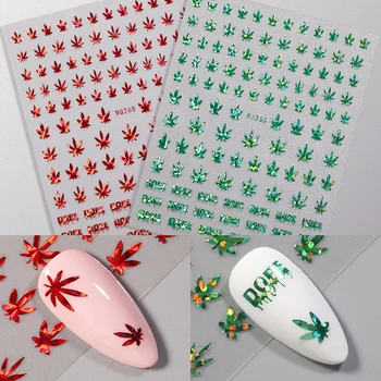 

Marple Design 3D Nail Sticker Sparkly Shinning Leaf Pattern Transfer Sticker Nail Art Decals Wraps Slider Decoration