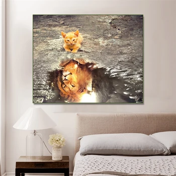 

Laeacco Creative Wall Art Canvas Painting Cat shadow Tiger Poster And Prints Room Decoration Modern Art Home Decor Picture Mural