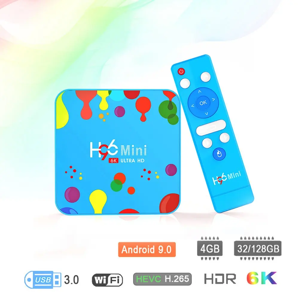 Портативная многофункциональная домашняя ТВ-приставка H96 мини-приставка 4+ 32G/4+ 128G поддержка 6K Android 9,0 ТВ-приставка
