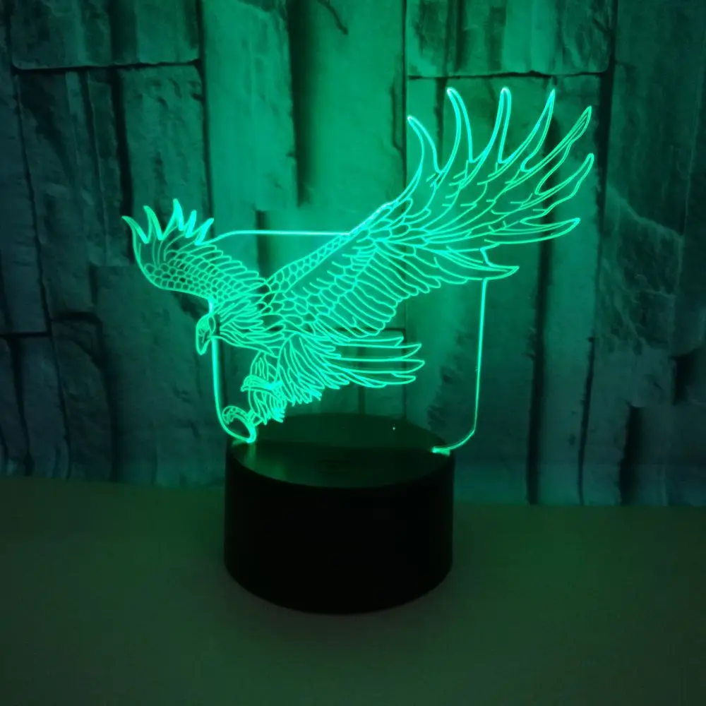 

New Style Creative Eagle 3D Night Lamp Colorful Three-dimensional Stereo Visual Small Table Lamp Strange New Creative Gifts