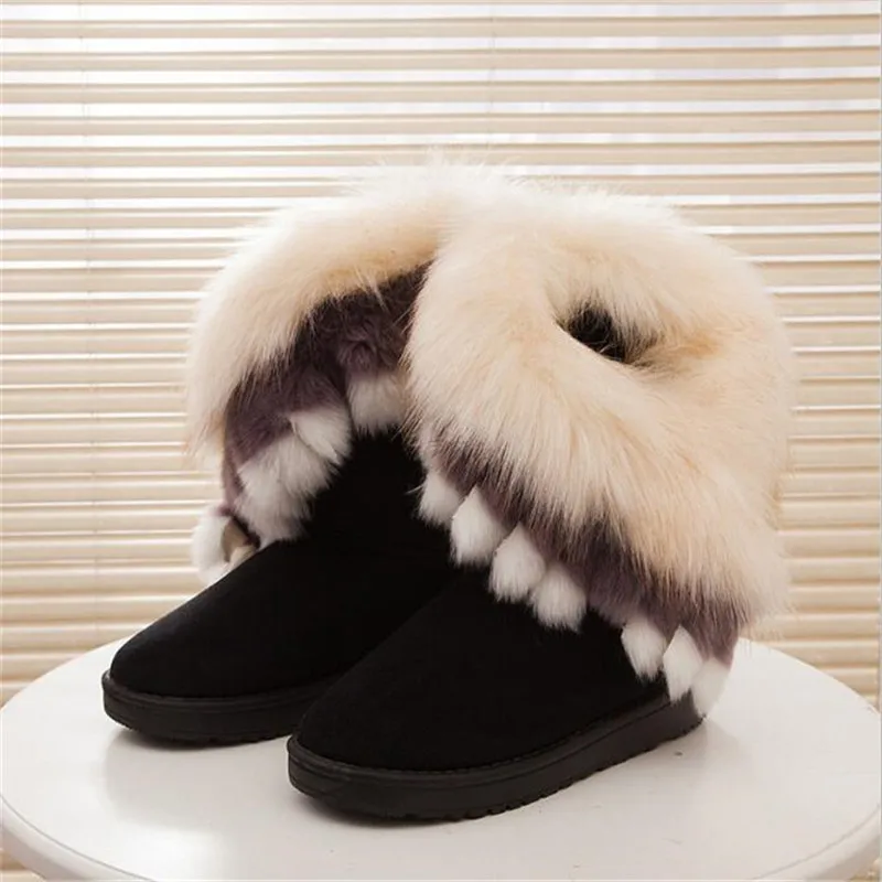 Women Flats Ankle Snow Boots Fur Boots Winter Warm Snow Shoes woman Round-toe Female Flock Leather Women Shoes Women Flats Ankle Snow Boots Fur Boots Winter Warm Snow Shoes woman Round-toe Female Flock Leather Women Shoes