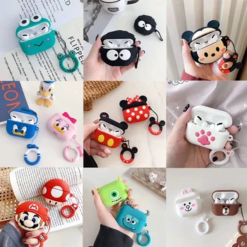 

Cute Earphone Case For AirPods Pro Case Cartoon Mickey Minnie Cover For Apple AirPods Pro 3 Bags Protect Case with Carabine Hook
