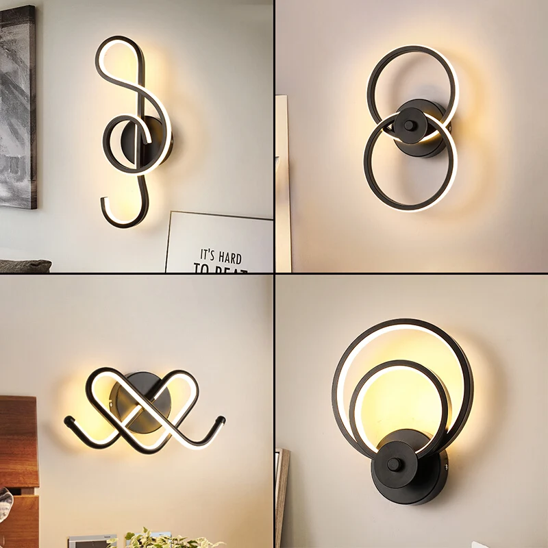 

New Modern LED Wall Lamps For Bedroom Bedside Indoor Lighting Lights Penteadeira White Black Sconce Aluminum Corridor Decorate