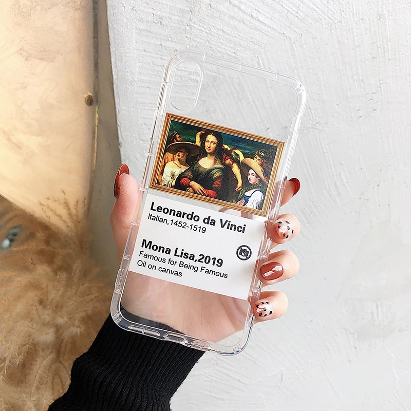 

Mona Lisa Da Vinci Oil Painting phone case for iphone 11 pro max luxury painting phone cover for iphone xr x xsmax soft tpu