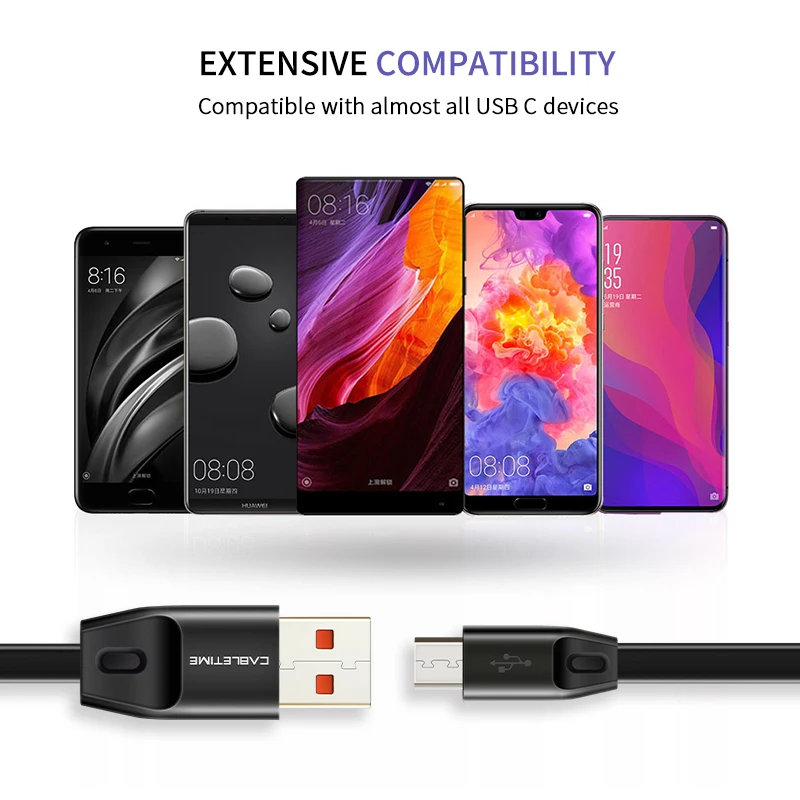 Высококачественный Кабель Micro USB CABLETIME кабель для Samsung Xiaomi Android шнур 2 4 А зарядное