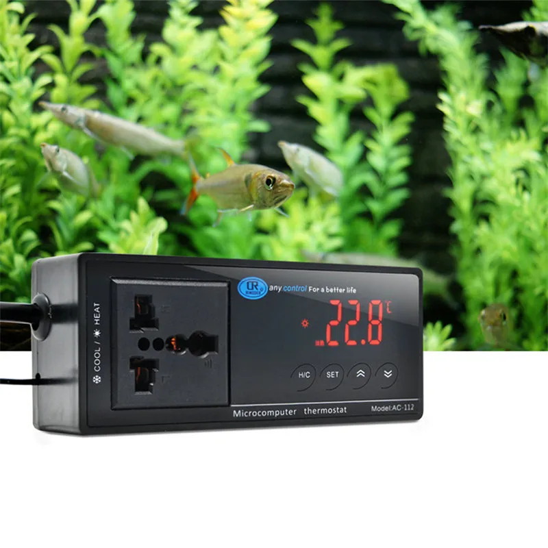 Controlador de temperatura Digital LED, termostato para acuario y reptiles, 110/220V, 10A