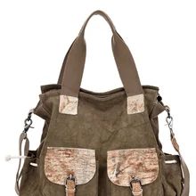 New Style Women’s Canvas Handbag with Hand-Rub Skin Shoulder Casual Women's Crossbody Bag Manufacturers Wholesale