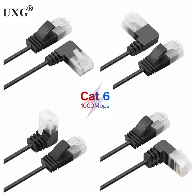 Ethernet-кабель Cat6 RJ45 прямой угол сетевой UTP-кабель патч-корд 90 градусов Cat6a Lan-кабели