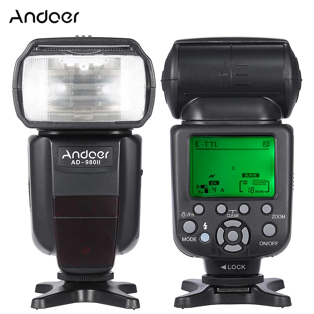 

Andoer AD-980II E-TTL HSS 1/8000s Master Slave GN58 Flash Speedlite for Canon 5D Mark III/5D Mark II/6D/5D DSLR Camera