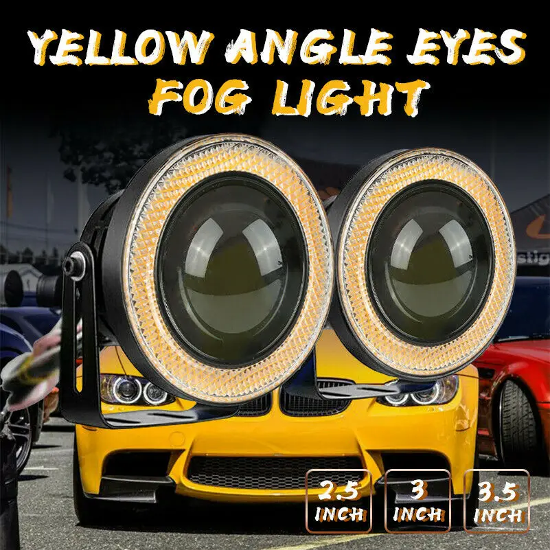 2 шт желтый COB Angel Eye Halo светодиодный противотуманные фары высокой мощности противотуманные фары для внедорожника грузовика