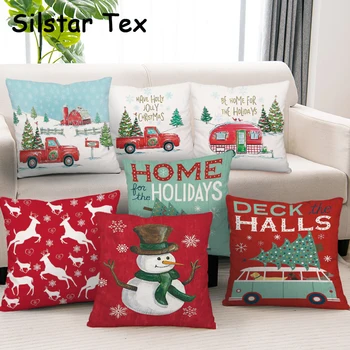 

Silstar Tex 1pc 45x45cm Chrismas Cushion Cover Square Pillowcases Sofa Cushions Covers Pattern Pillow Cases Navidad