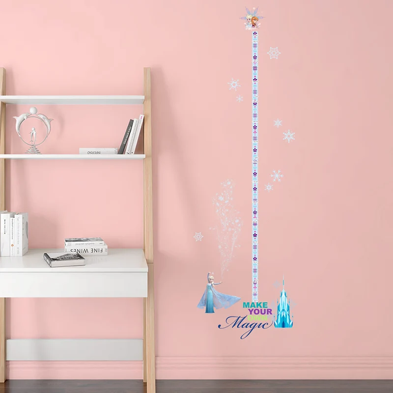 

Cartoon Elsa Anna Princess Growth Chart Wall Stickers For Girls Room Home Decor DIY Anime Mural Art Frozen Movie Kids Wall Decal