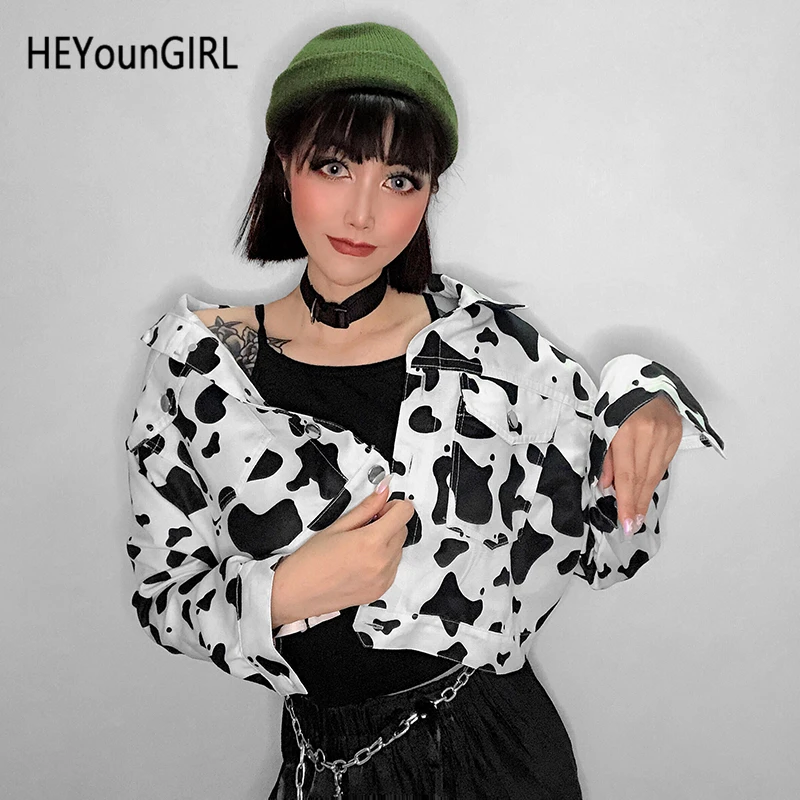 Женская укороченная куртка HEYounGIRL повседневное черно белое тонкое пальто с
