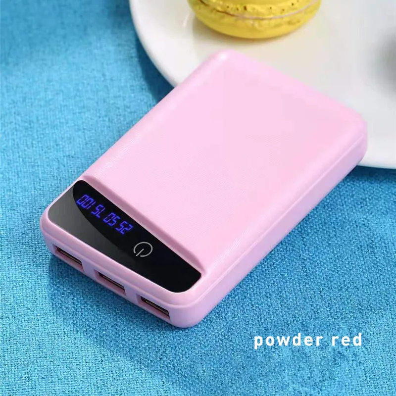 Pink No Battery 10000 мАч DIY внешний аккумулятор чехол для зарядки 3*18650 светодиодный цифровой дисплей повербанк 2 USB Micro type-c внешний аккумулятор корпус - Цвет: Pink No Battery