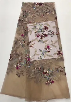 

Fashionable evening dress net lace latest French tulle lace fabric with sequins for fashion dress PDN743(5yards/lot)