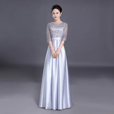 Light grey HJZY90# Длинные платья подружек невесты Gary синего и красного цвета для женщин, презентаторов большого хора выпускное платье для девочек дешево оптом - Цвет: Light grey