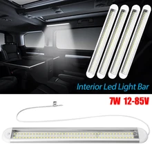 Barre de lumière intérieure à 88LED, 1/2/4 pièces, 12 85V, bande lumineuse, Tube de lampe d'intérieur de voiture avec interrupteur, coque de camping, éclairage d'armoire