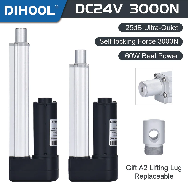 Atuador Linear Elétrico do Motor dc Instalação de Fundo Plano Tubo Telescópico 50 mm 150 mm 250 mm 350 mm 550 mm 24v 60w 3000n