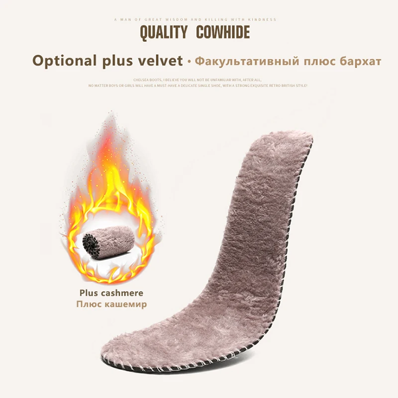 Cena KATESEN jesienno zimowa pluszowe ciepłe oryginalne skórzane buty męskie cały sezon obuwie robocze męskie botki z futerkiem Outdoor chelsea boots