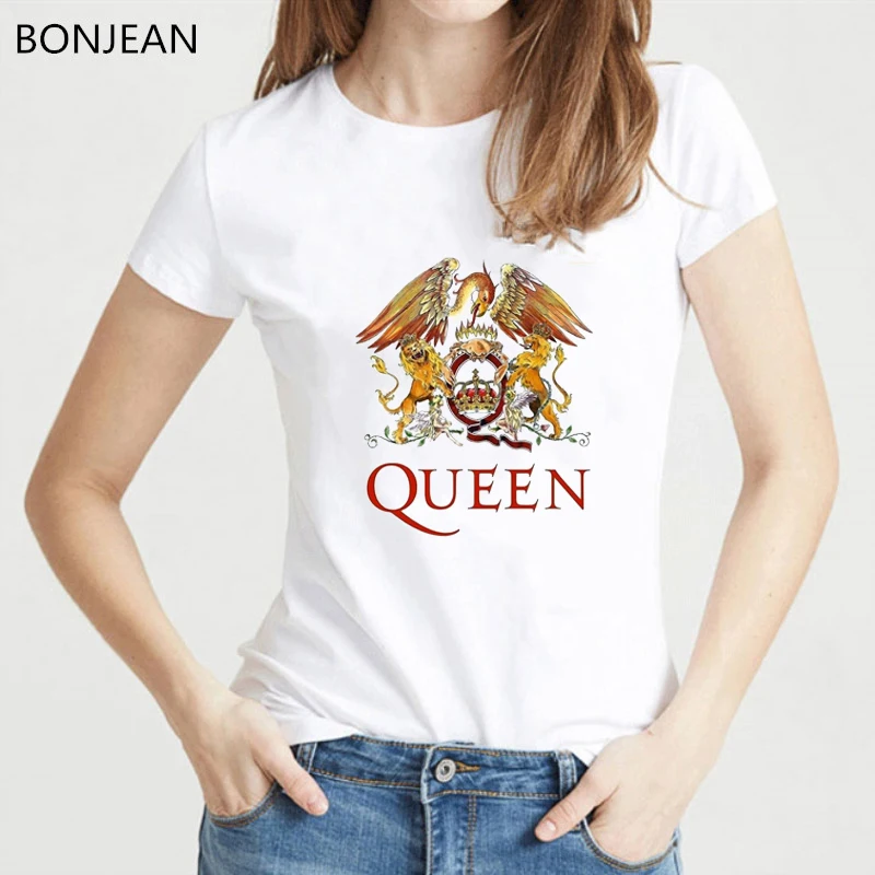 Kaus Band Queen T shirt Wanita Gambar 