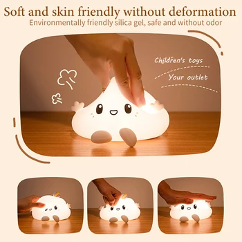 

LED Night Light Remote Control Bedroom Kids Room Gift Cute Cloud Nursery Color Changing Silicone USB Rechargeable Eye Protection