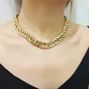 

Europe and America Cross Border Ornament Simple Single Layer Ring Double Buckle Exaggeration Cool Necklace Hand Jewelry Set Roug