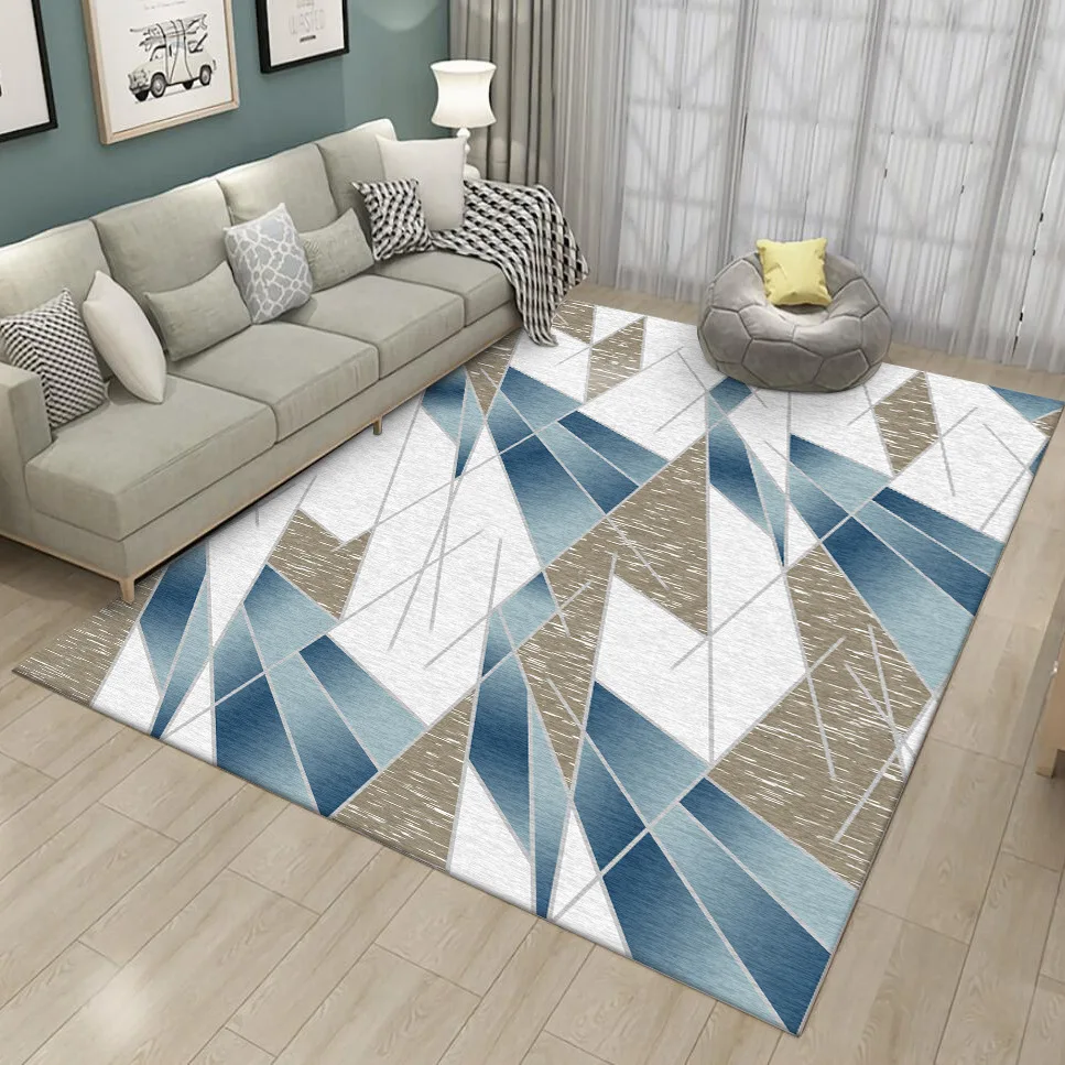 

Fashion modern Yellow gray Irregular blue white line geometry carpet Living room floor mat bedroom mat kitchen bedside carpet
