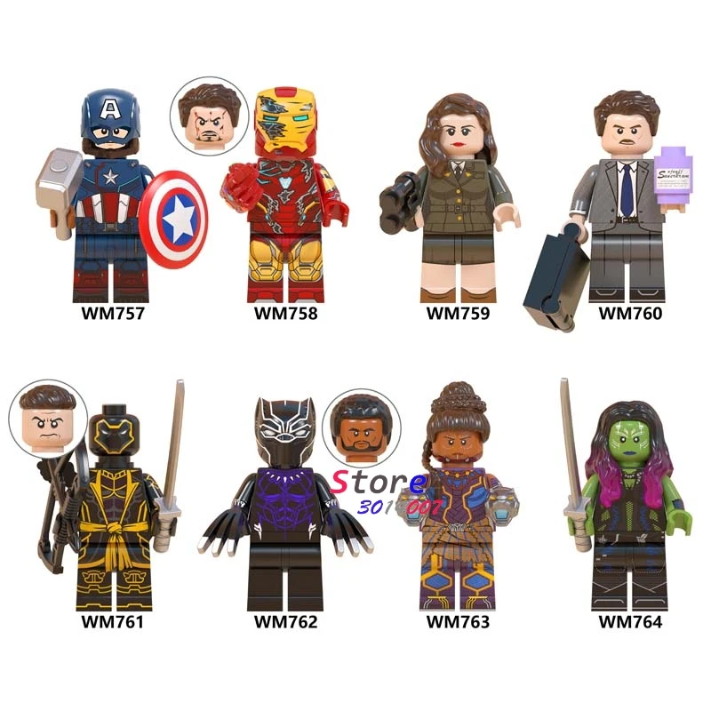 

Single Avengers Endgame Captain America Iron Man Howard Carter Black Panther Shuri Gamora hawkeye building blocks Kids Toys