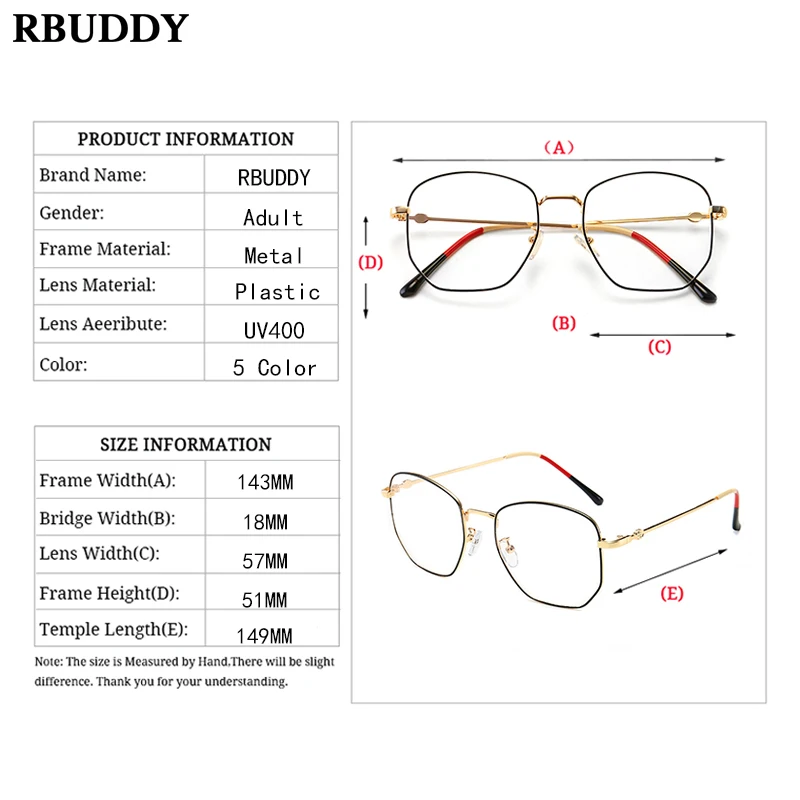 RBUDDY Ретро полигональные очки Рамка Анти-Синие Защитные очки для компьютера прозрачные женские оптические очки декоративные очки