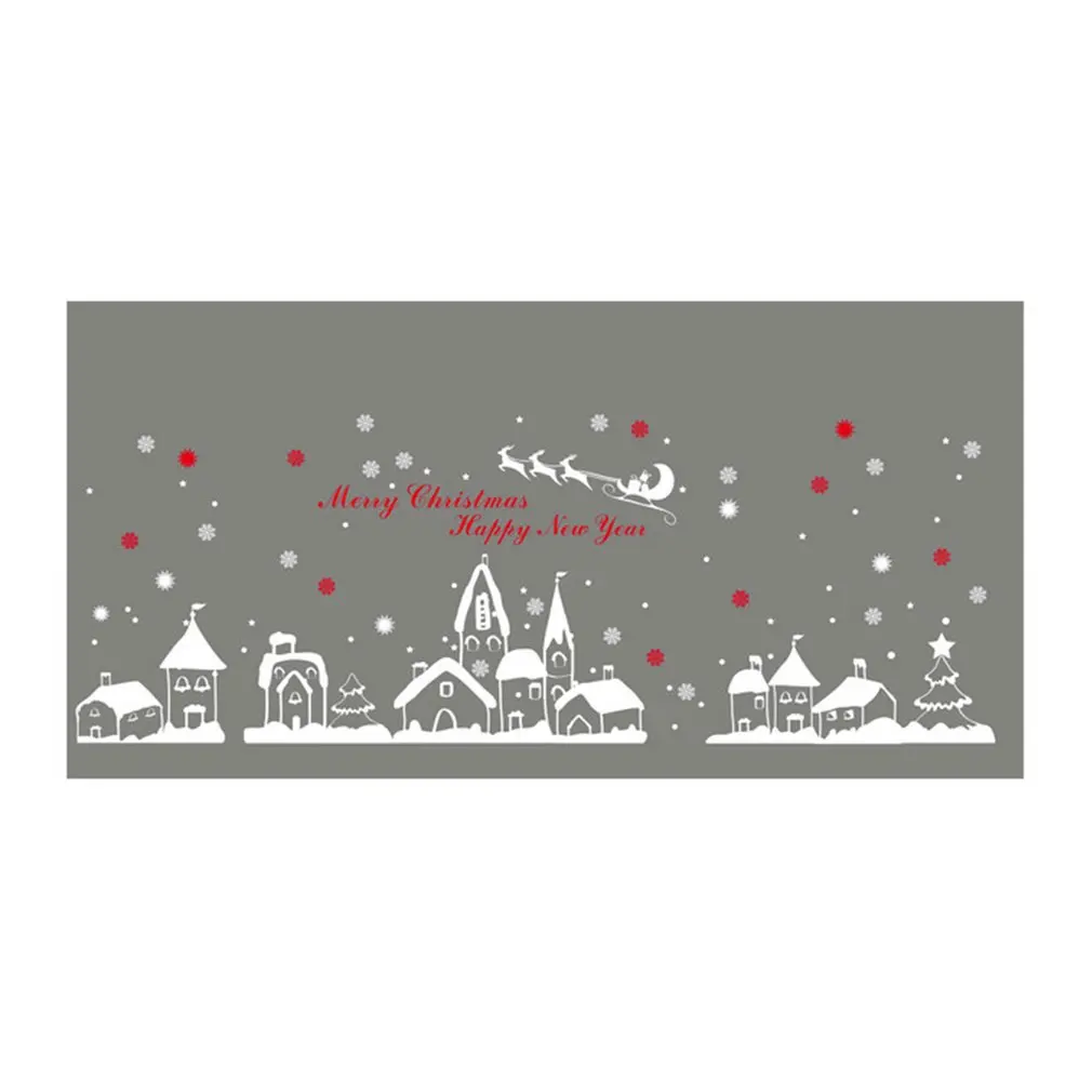 

DLX0731 Snow Town Themed Display Window Wall Stickers Removable PVC Decals DIY Decorative Christmas Mural Home Ornaments