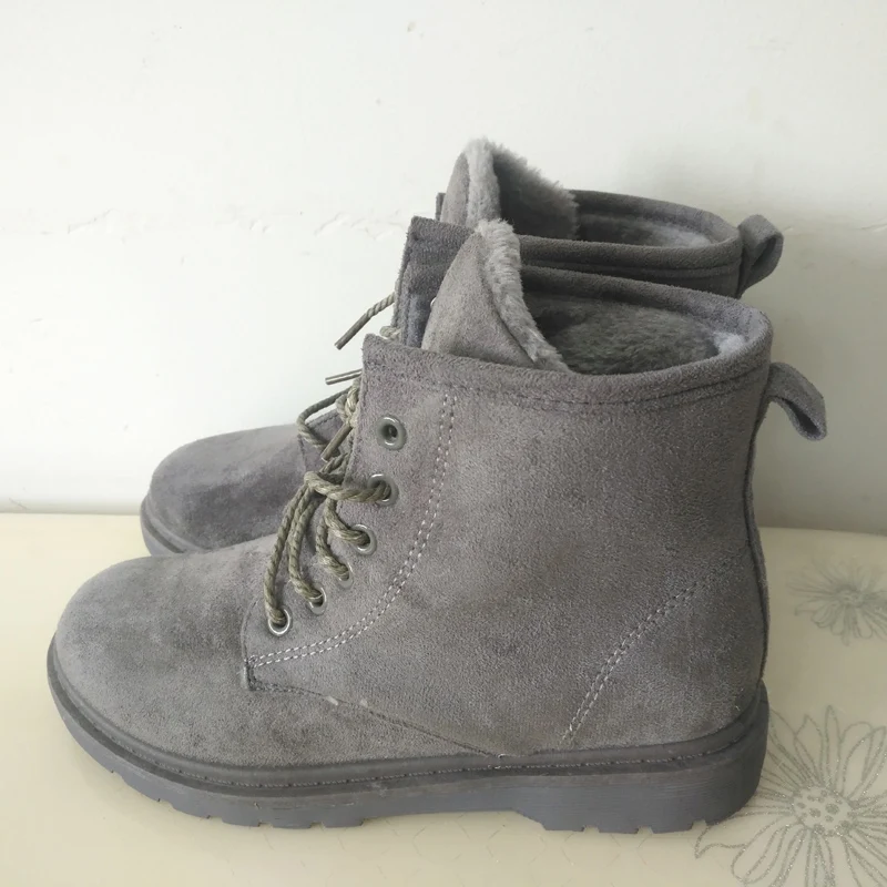 E TOY WORD Women Snow Boots Classic Suede winter Female boots Fashion boots Warm Plush Women ankle Boots Lace Up Women Shoes