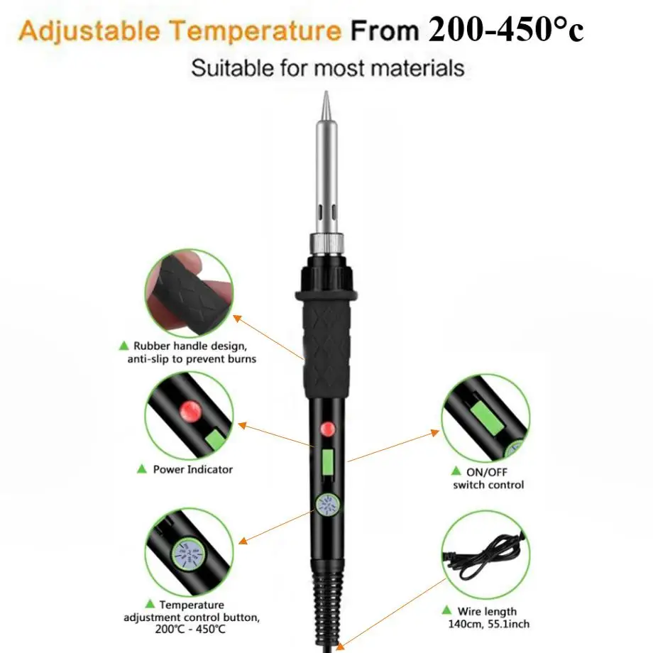 60W/90W Electric Soldering iron Set 110V 220V Adjustable Temperature Soldering Iron kit Welding Solder iron rework station Tools