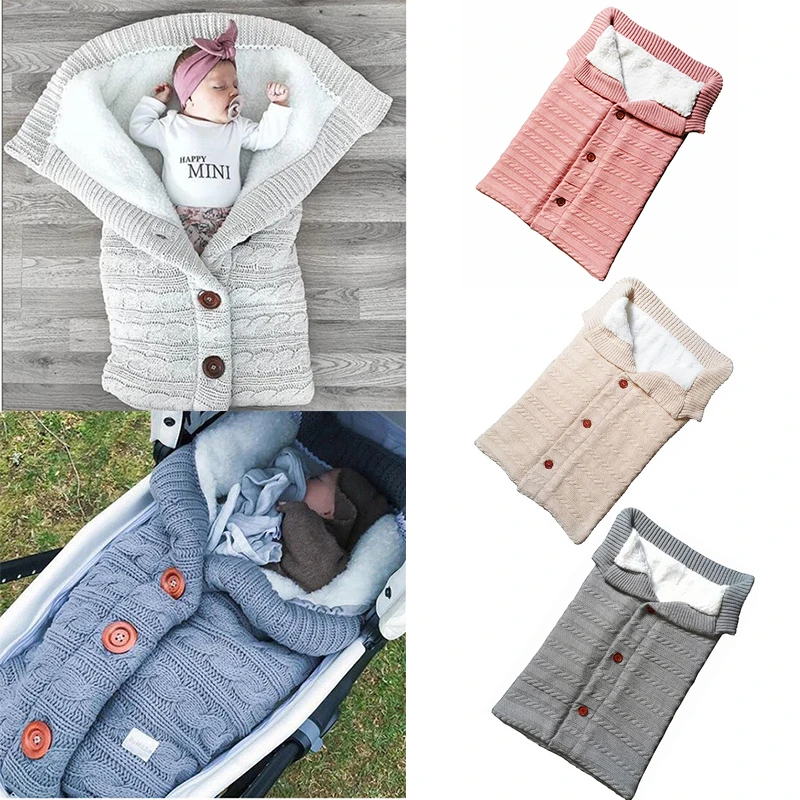

Newborn Baby Winter Envelopes Sleeping Bags Warm For Stroller Knit Footmuff Sleepsacks Swaddle Wrap Stroller Toddler Sleep Sack