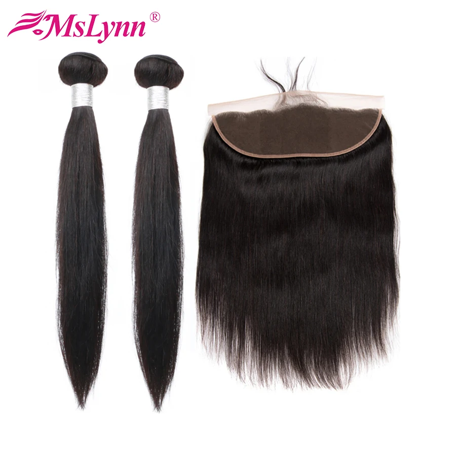 

Mslynn Brazilian Straight Hair Weave Bundles With Closure Frontal 13x4 Lace Frontal Closure With Bundles Remy Human Hair