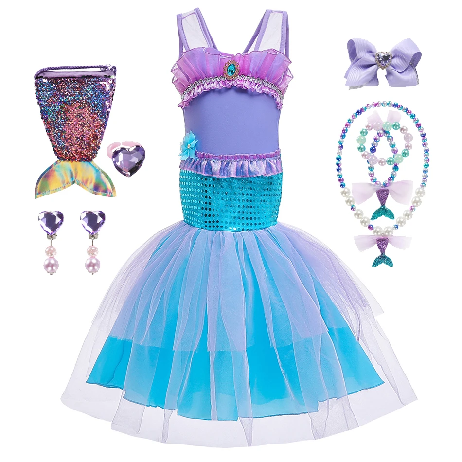 幼児リトルマーメイドアリエルドレス女の赤ちゃんshoulderoff子供漫画の役割カーニバルパフォーマンス衣装 Dresses Aliexpress