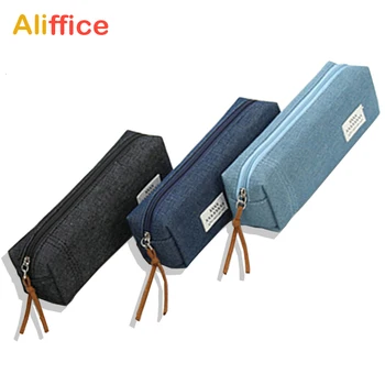 

Pencil Case Canvas Large Capacity Stationery Portable Simple Bag and Practical Durable Compact Zipper Resistant for Water