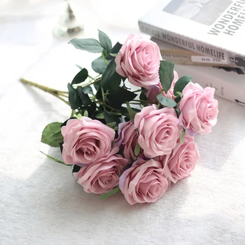 

Artificial Fake Artificial Rose Flowers 10 Heads Flower Bouquet Silk Rose