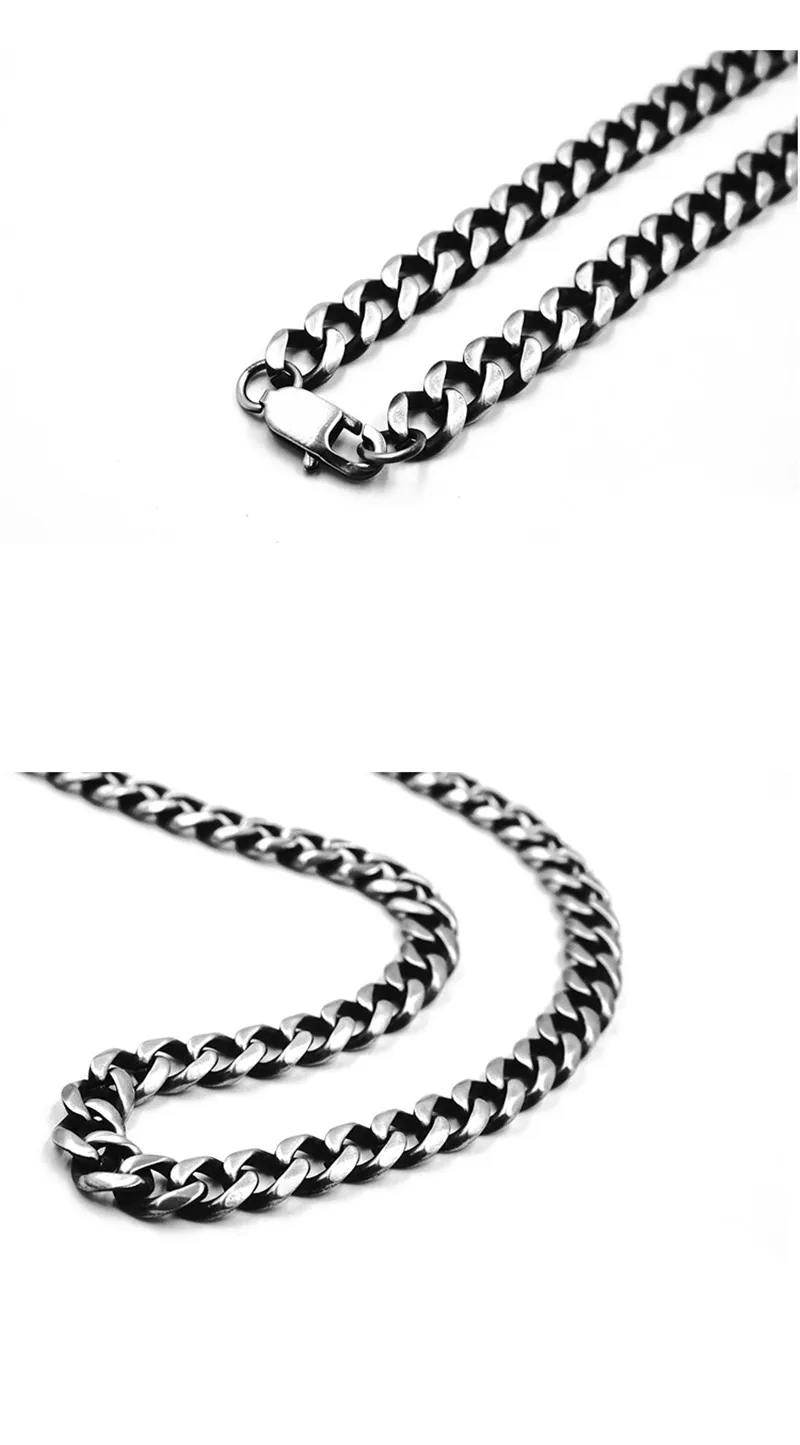Полировка нержавеющей стали мужские ожерелья Серебряная длинная кубинская цепочка Ожерелье Ретро Мужские аксессуары стимпанк ювелирные изделия на шею